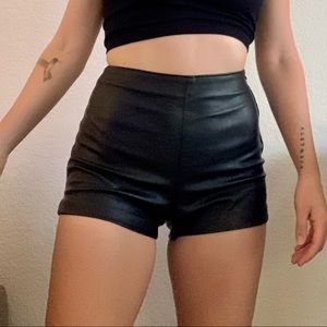 H&M Faux Leather Black Shorts